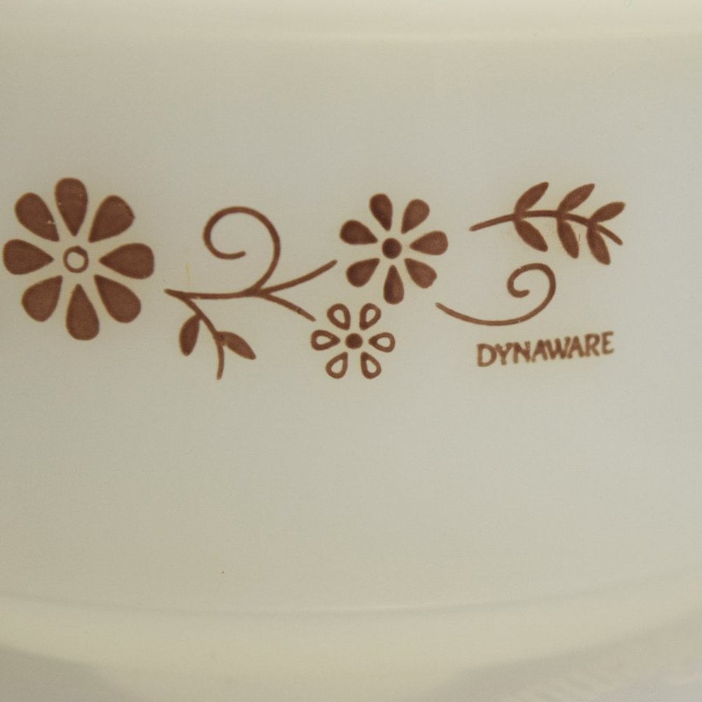 Vintage Dynaware Small Casserole Baking Dish Bowl Brown Daisy Floral MCM Baking - Picture 2 of 6